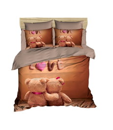 L'essentiel linge de maison Juego de Funda de Edredón Individual 208 160x220 cm, Poliéster Microsatén y Algodón, Impresión 3D Marrón y Beige